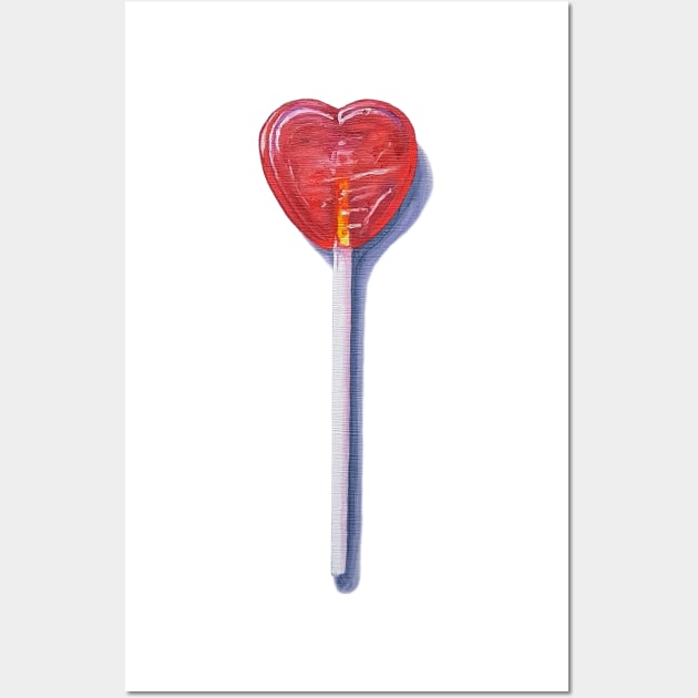 Holding Out For A Hero - heart lollipop painting (no background) Wall Art by EmilyBickell